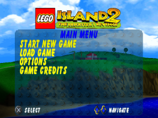 LEGO Island 2 The Brickster's Revenge title screen for Playstation